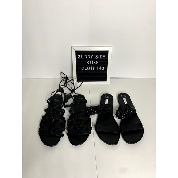 Primark Shoes - Women's Black Flat Summer Sandals Lot of 2 Size 9